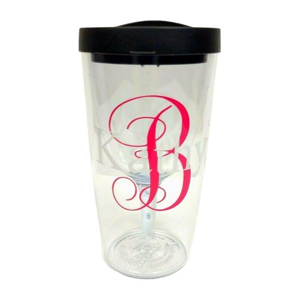 VINO2GO Personalized Wine Tumbler Insulated Double Wall Acrylic Initialed B - Picture 1 of 6
